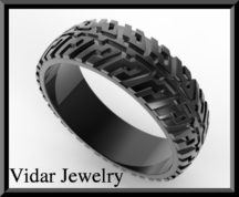 Mens Tire Tread Wedding Ring