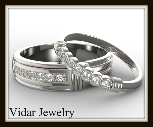 Matching Wedding Band Set For His And Hers  Vidar Jewelry 