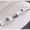 His And Her Matching Blue Diamond Blue Sapphire Wedding Band Set