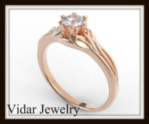 Unique Flower Rose Diamond Engagement Ring