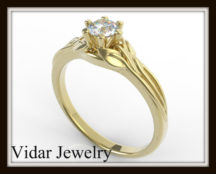Yellow Gold Leaf Diamond Engagement Ring