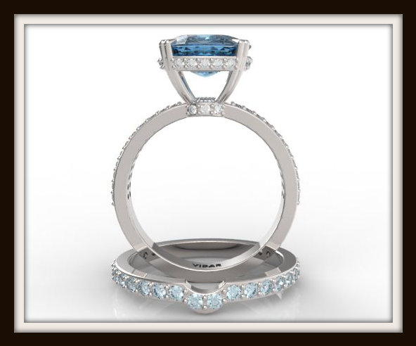  London  Blue Topaz Wedding  Ring  Set Vidar Jewelry 