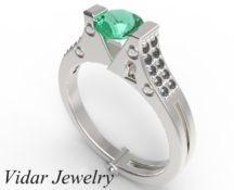 Unique Emerald And Black Diamond Pave Ring