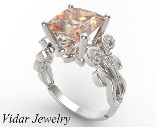 pear cut Morganite ring white gold engagement ring customized ring