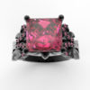 Black Gold Princess Cut Pink Sapphire Engagement Ring