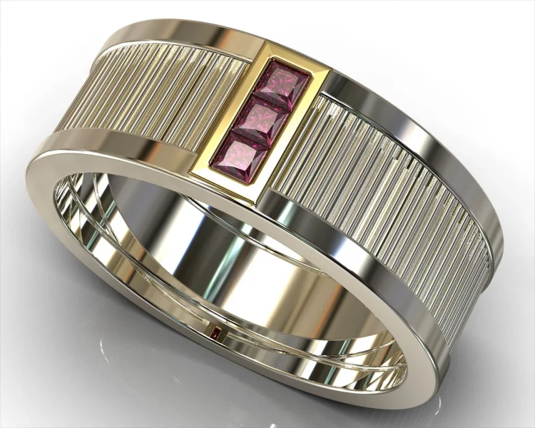 Two Tone Gold Ruby Band