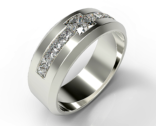 Men's Princess Cut Diamond Wedding band | Vidar Jewelry - Unique Custom ...