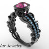 Black Gold Pink Sapphire Engagement Ring