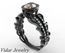Black Gold Morganite Engagement Ring