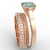 Princess Cut Aquamarine Wedding Ring Set