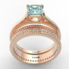 Princess Cut Aquamarine Wedding Ring Set