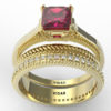 Princess Cut Ruby Wedding Ring Set