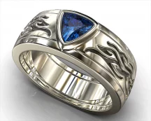 Sapphire White Gold Tribal Ring