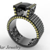 Black Gold Princess Cut Black Diamond Ring