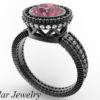 Unique Custom Black Gold Pink Tourmaline Engagement Ring