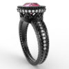 Unique Custom Black Gold Pink Tourmaline Engagement Ring