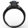 Black Gold Blue Sapphire Flower Engagement Ring