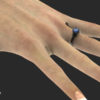 Black Gold Blue Sapphire Flower Engagement Ring