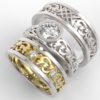 Triple Wedding ring set-Platinum and yellow gold