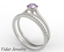 Lilac sapphire and Diamond Wedding Ring Set