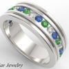 Multi Colored Sapphire Wedding Band For Mens