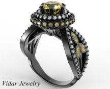 Flower Shape Fancy Yellow Diamond Engagement Ring