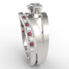 Unique Alternating Rubies And Diamond Wedding Ring Set