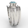 1 Carat Ice Blue Aquamarine Triple Wedding Ring Set
