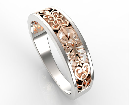 Two Tone Gold Lace Wedding Band - Custom Bridal Jewelry | Vidar Jewelry ...