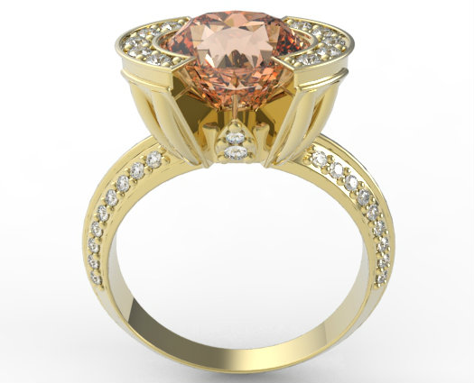 Yellow Gold  Oval Pink Peach  Morganite Engagement  Ring  