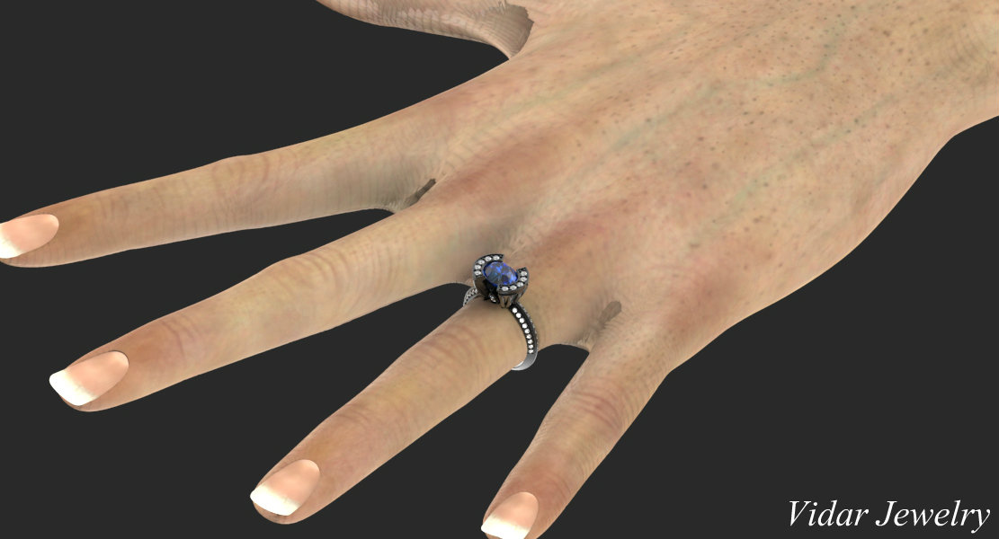 Black Gold Oval Blue Sapphire Engagement Ring | Vidar Jewelry - Unique ...