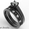 Unique Alternating Black And White Diamond Wedding Ring Set