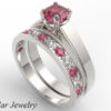 Unique Alternating Pink Sapphire Diamond Wedding Ring