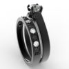 Unique Alternating Black And White Diamond Wedding Ring Set