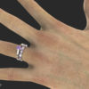 Unique Alternating Amethyst Diamond Wedding Ring Set