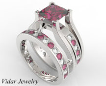 Rubies And Diamonds Bridal Ring Set