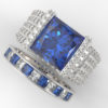 Princess Cut Blue Sapphire Wedding Ring Set