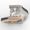 Princess Cut Diamond Two Tone Gold Engagement Ring