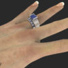Princess Cut Blue Sapphire Wedding Ring Set