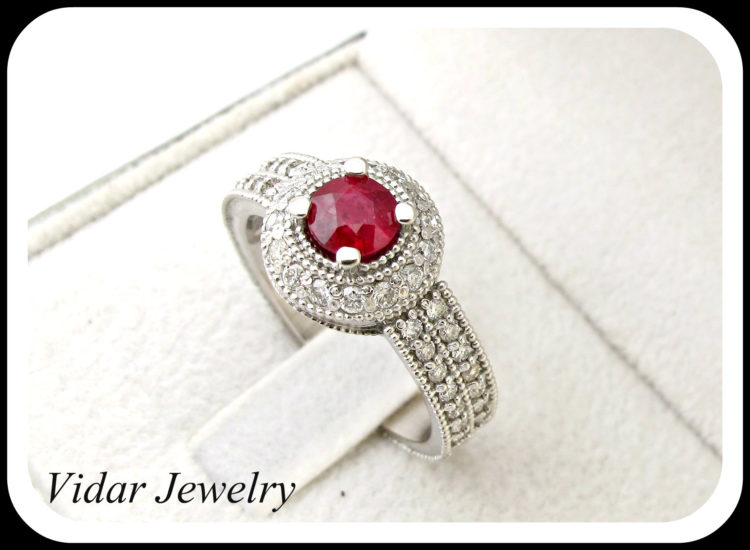 Ruby And Diamonds Filigree Engagement Ring