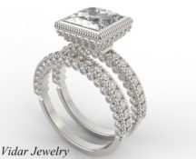 Wedding Ring Set 2 Carat Princess Cut Diamond Bridal Ring Set