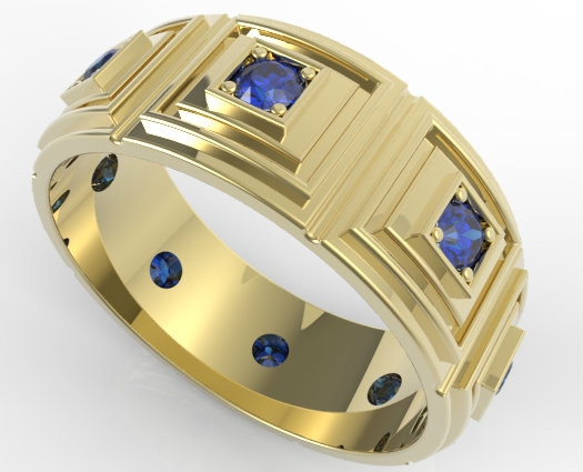 Mens Wedding Band Blue Sapphire | Vidar Jewelry - Unique Custom ...