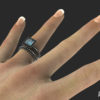 Wedding Ring Set Black Gold Princess Cut Blue Sapphire Bridal Ring Set
