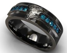 Diamond Blue Diamond Black Gold Ring