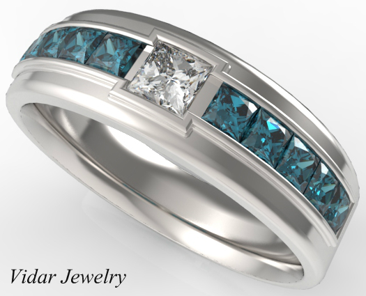 Princess Cut Diamond wedding Ring For A Men | Vidar Jewelry - Unique ...
