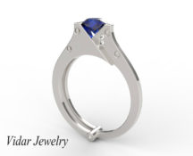 Blue Sapphire Engagement Ring Unique Handcuff Ring Design