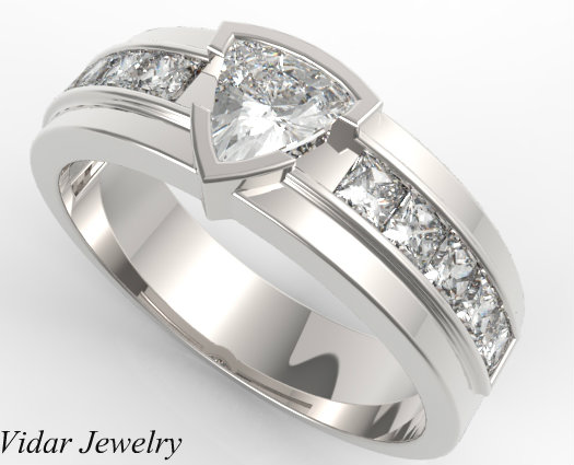 Men&#39;s Wedding Band With Trillion Cut Diamond - Unusual Rings | Vidar Jewelry - Unique Custom ...
