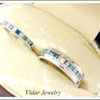 His And Her Princess Cut White And Blue Diamond Matching Wedding Bands