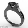 Black Gold Black Diamond Solitaire Engagement Ring