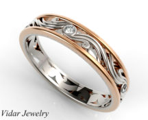 Diamond Wedding Band Two Tone Of Rose And White Gold